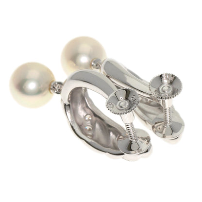 MIKIMOTO Pearl Pearl Diamond Earring K18 White Gold Ladies [Used]