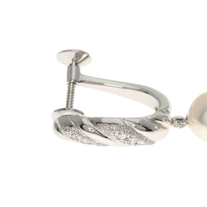 MIKIMOTO Pearl Pearl Diamond Earring K18 White Gold Ladies [Used]