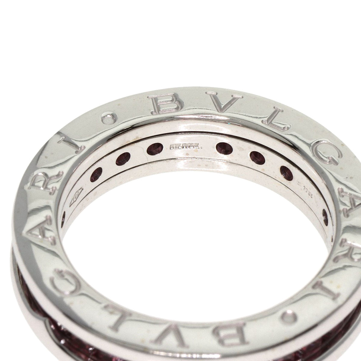 BVLGARI B.zero1 1 band Garnet #48 Ring K18 White Gold Ladies [Used]