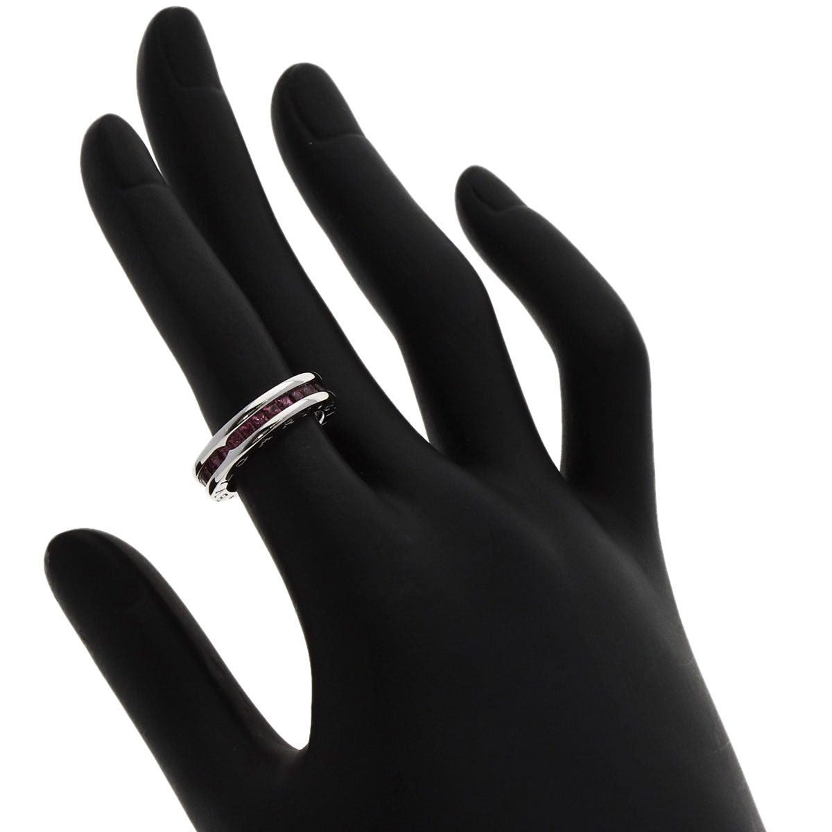 BVLGARI B.zero1 1 band Garnet #48 Ring K18 White Gold Ladies [Used]
