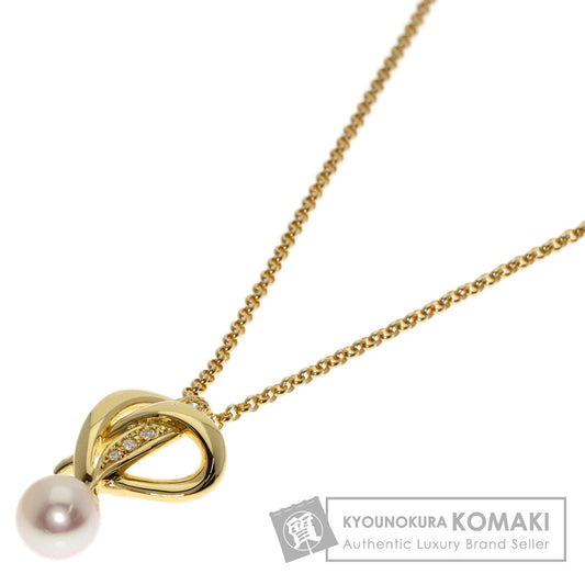 MIKIMOTO Akoya Pearl Pearl Diamond Necklace K18 Yellow Gold Ladies [Used]