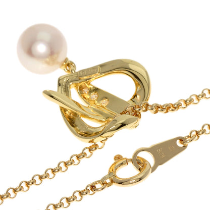 MIKIMOTO Akoya Pearl Pearl Diamond Necklace K18 Yellow Gold Ladies [Used]