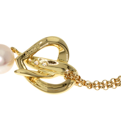 MIKIMOTO Akoya Pearl Pearl Diamond Necklace K18 Yellow Gold Ladies [Used]