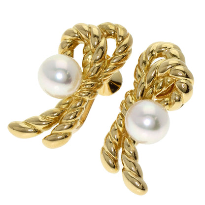 MIKIMOTO TwitStraw Pearl Pearl Earring K18 Yellow Gold Ladies [Used]