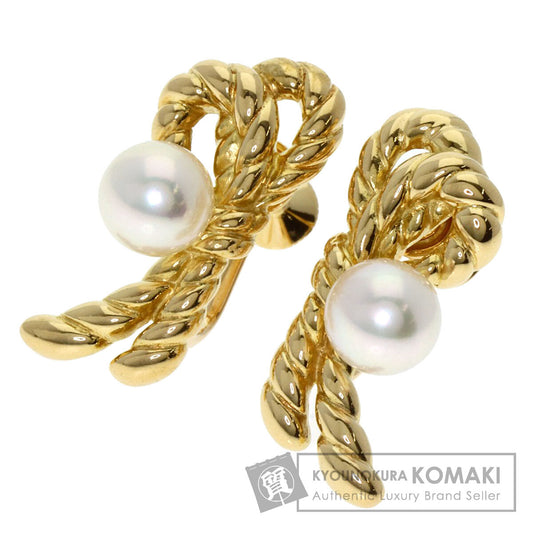 MIKIMOTO TwitStraw Pearl Pearl Earring K18 Yellow Gold Ladies [Used]