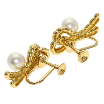 MIKIMOTO TwitStraw Pearl Pearl Earring K18 Yellow Gold Ladies [Used]