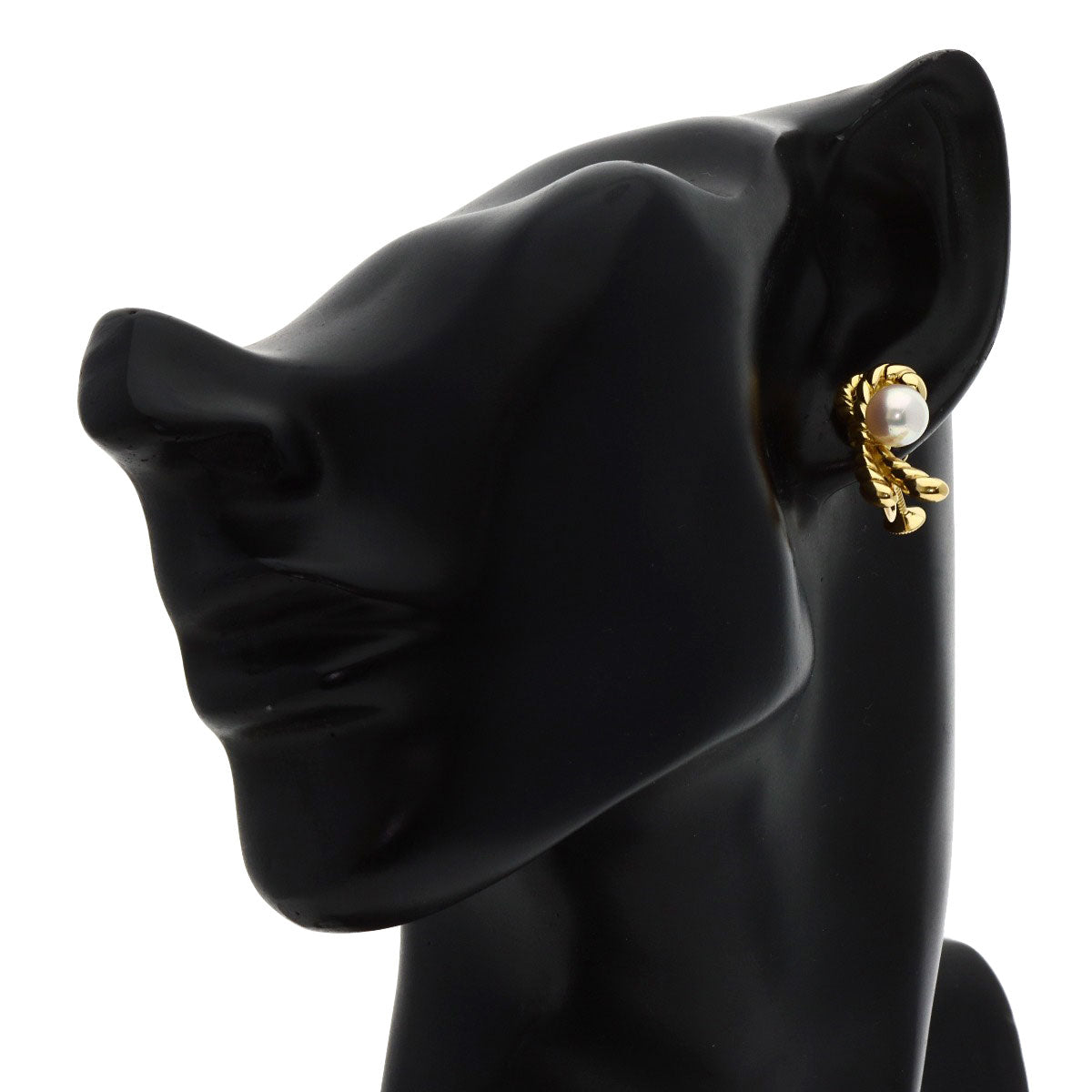 MIKIMOTO TwitStraw Pearl Pearl Earring K18 Yellow Gold Ladies [Used]