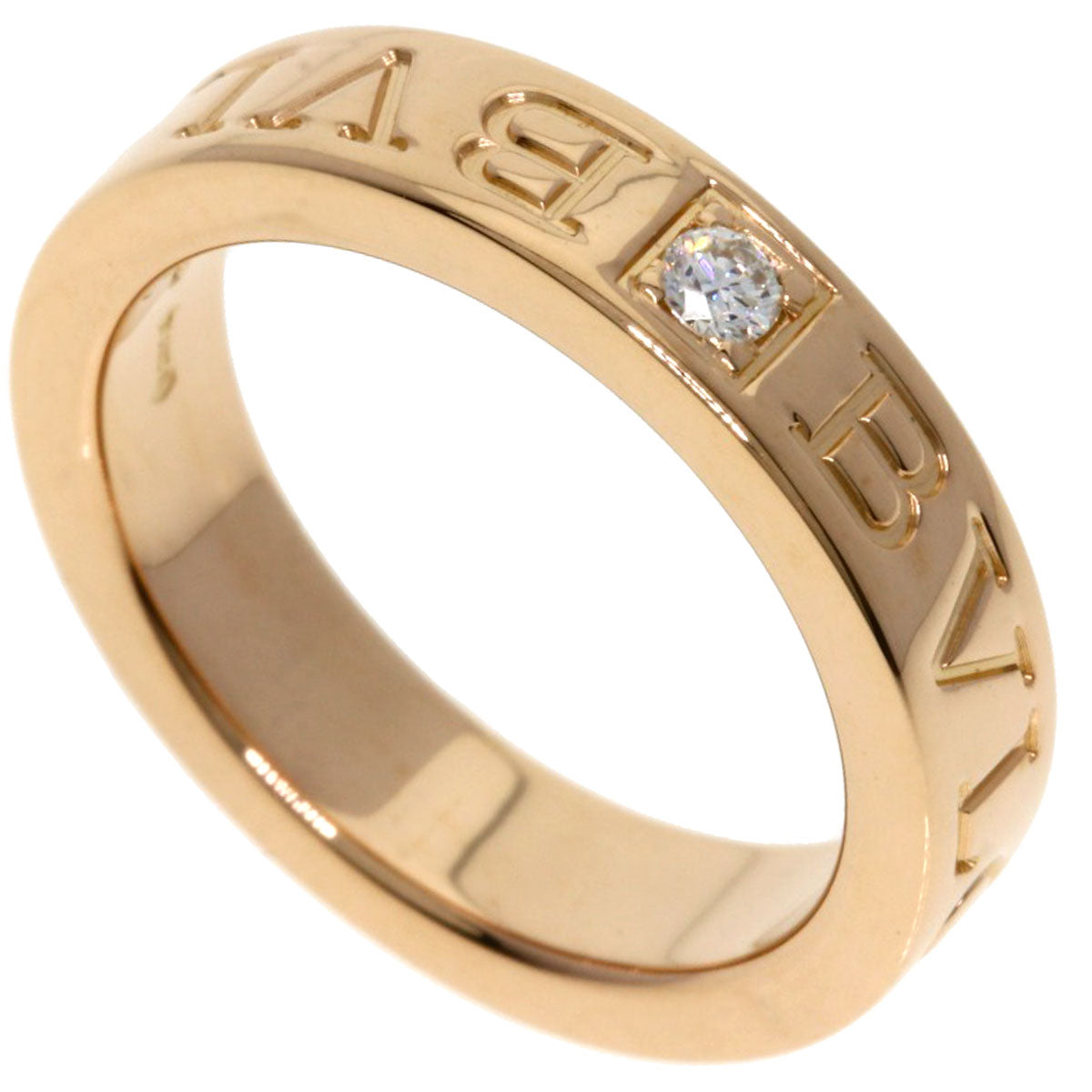 BVLGARI Double logo 1P Diamond Ring K18 Pink Gold Ladies [Used]