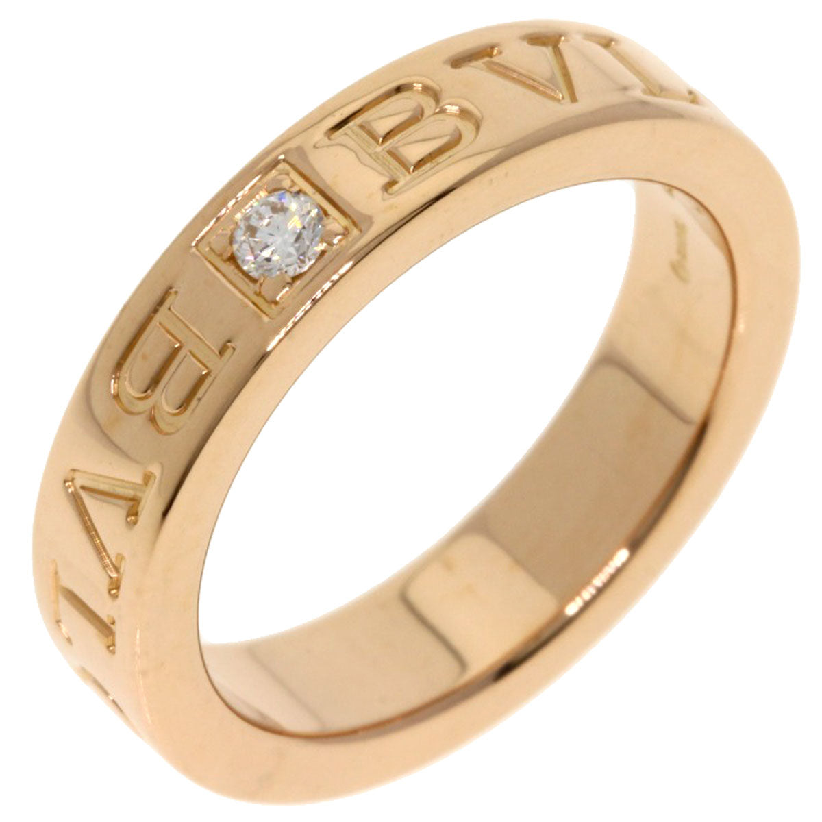 BVLGARI Double logo 1P Diamond Ring K18 Pink Gold Ladies [Used]