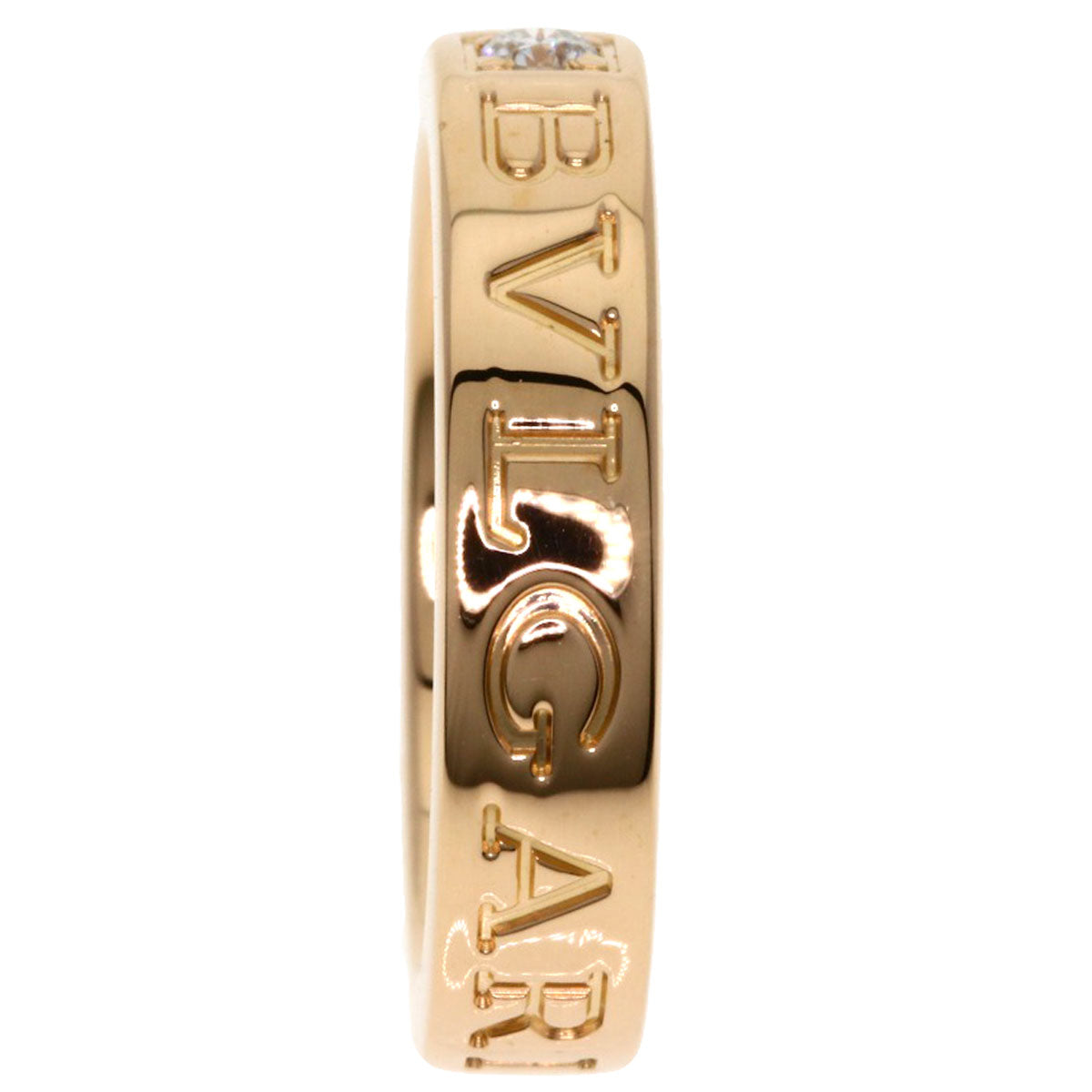 BVLGARI Double logo 1P Diamond Ring K18 Pink Gold Ladies [Used]