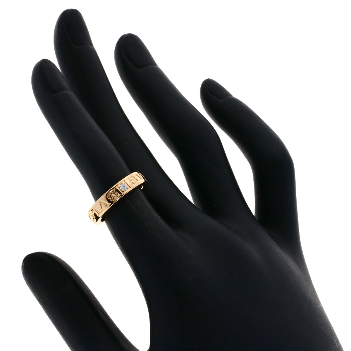 BVLGARI Double logo 1P Diamond Ring K18 Pink Gold Ladies [Used]