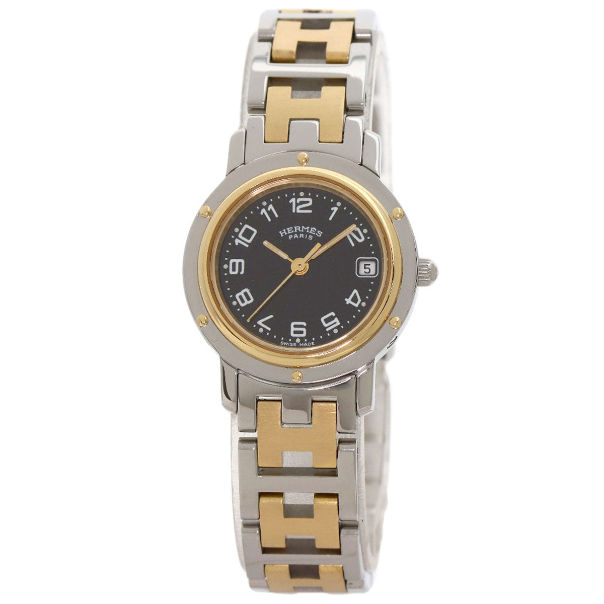 HERMES Clipper Watches  Stainless Steel/SSxGP Ladies