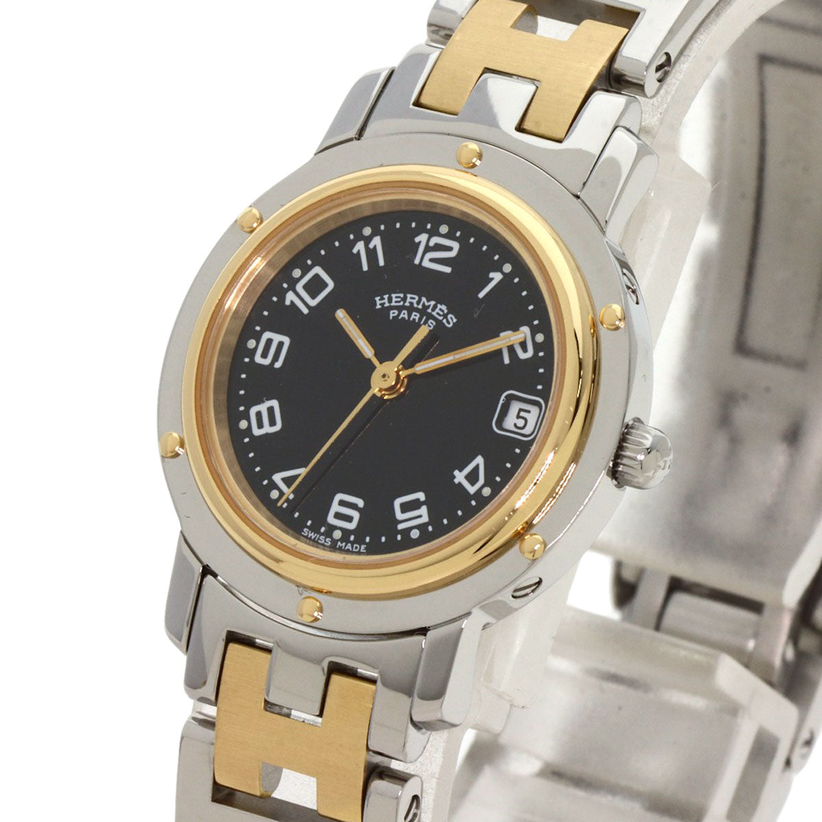 HERMES Clipper Watches  Stainless Steel/SSxGP Ladies