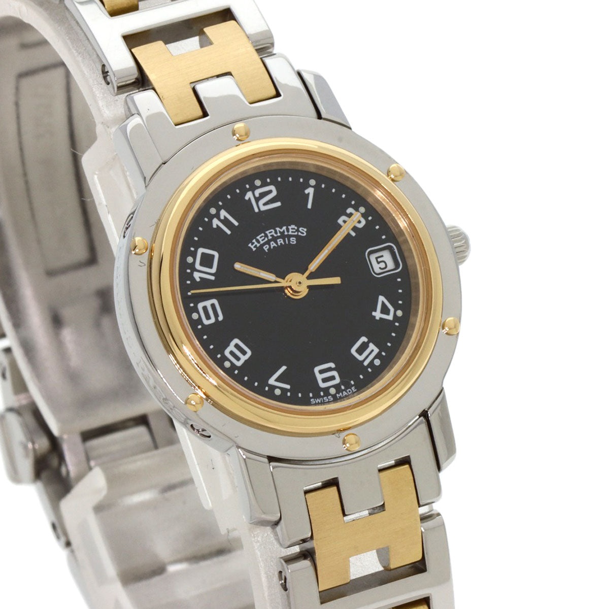 HERMES Clipper Watches  Stainless Steel/SSxGP Ladies