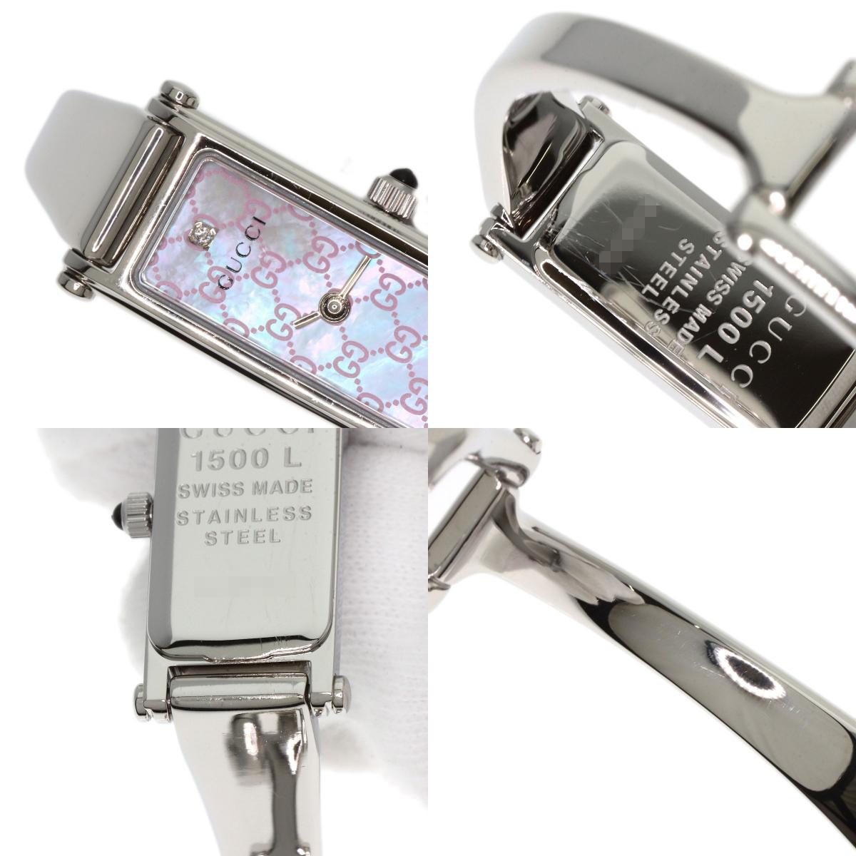 GUCCI 1P Diamond Watches 1500L Stainless Steel/Stainless Steel Ladies