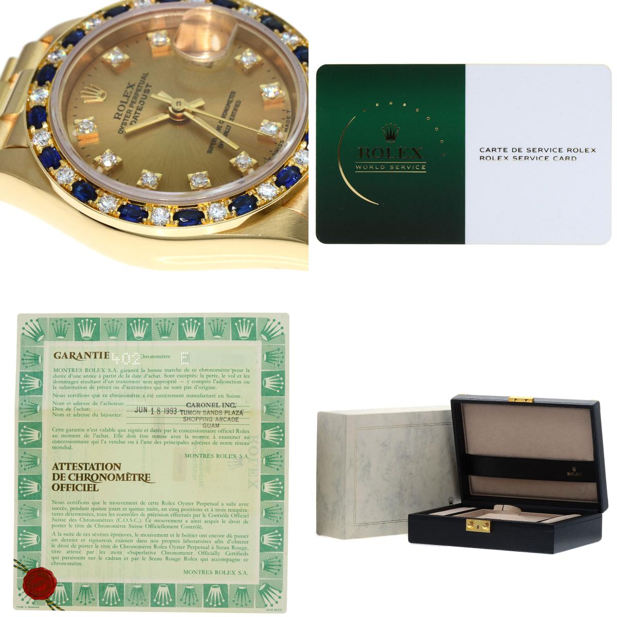 ROLEX Datejust Sapphire Diamond Watches 69198SA K18 Yellow Gold/18K Yellow Gold Ladies