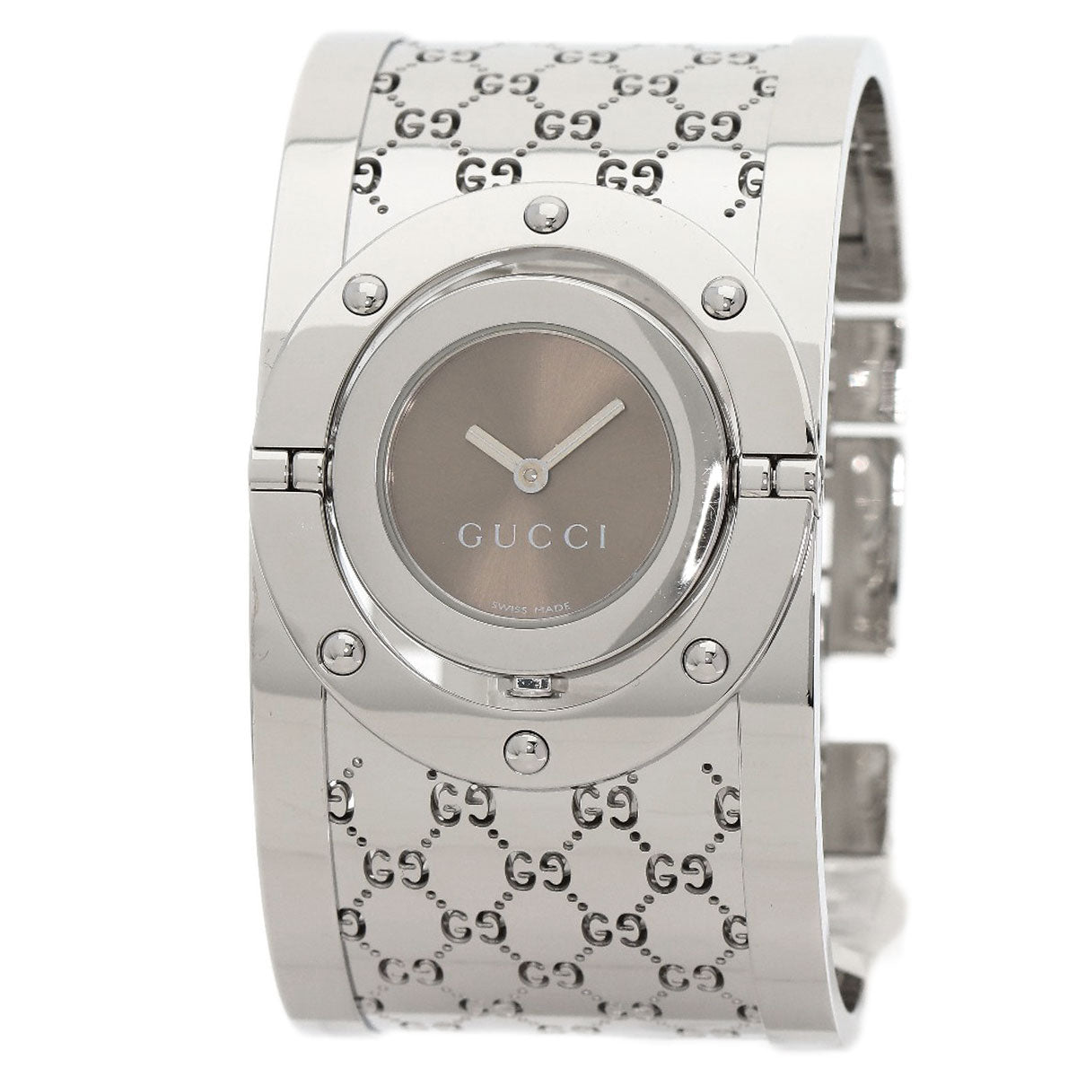 GUCCI Twirl Wide Bangle Watches YA112 Stainless Steel/Stainless Steel Ladies