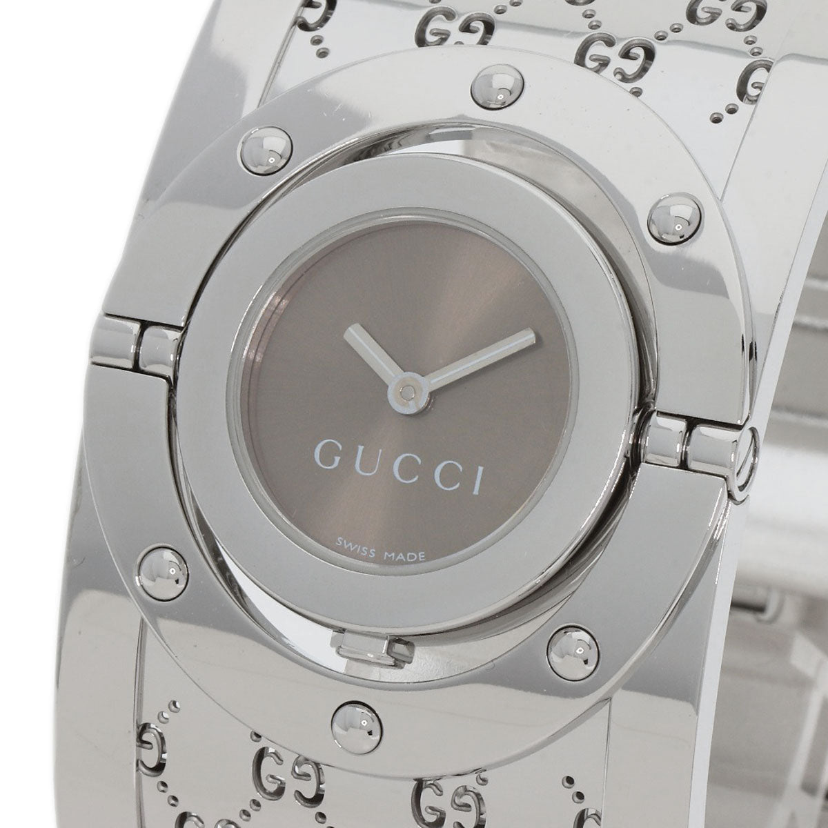 GUCCI Twirl Wide Bangle Watches YA112 Stainless Steel/Stainless Steel Ladies