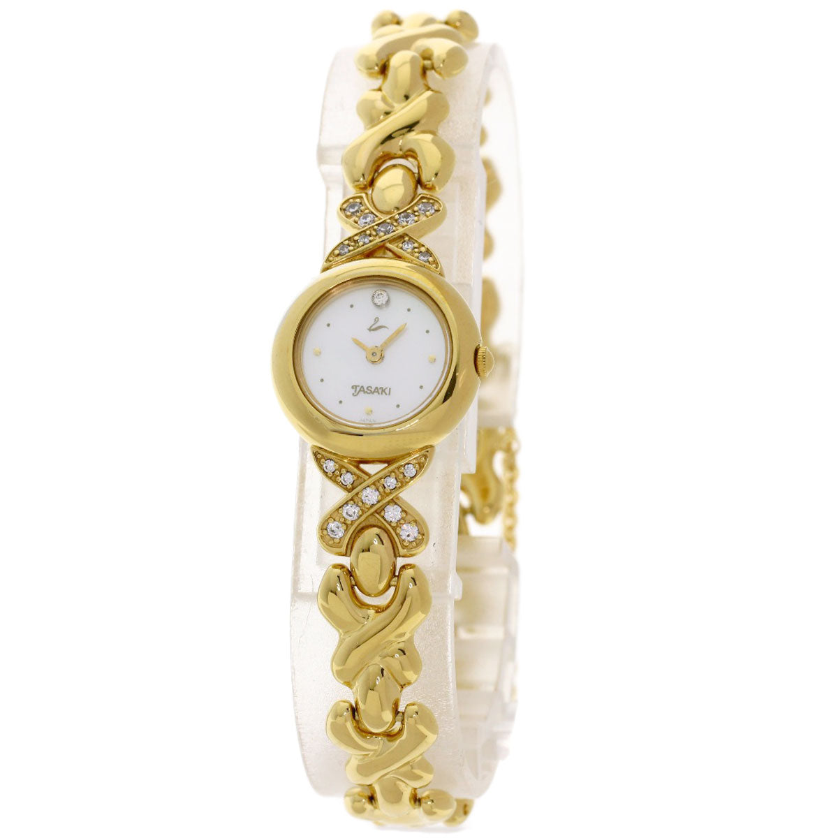 TASAKI Round Face Diamond Watches 1E20-2200 18K/Gold Plated Ladies