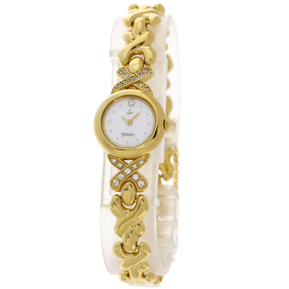 TASAKI Round Face Diamond Watches 1E20-2200 18K/Gold Plated Ladies