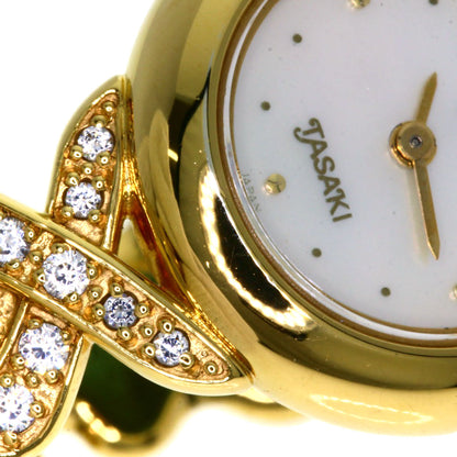 TASAKI Round Face Diamond Watches 1E20-2200 18K/Gold Plated Ladies