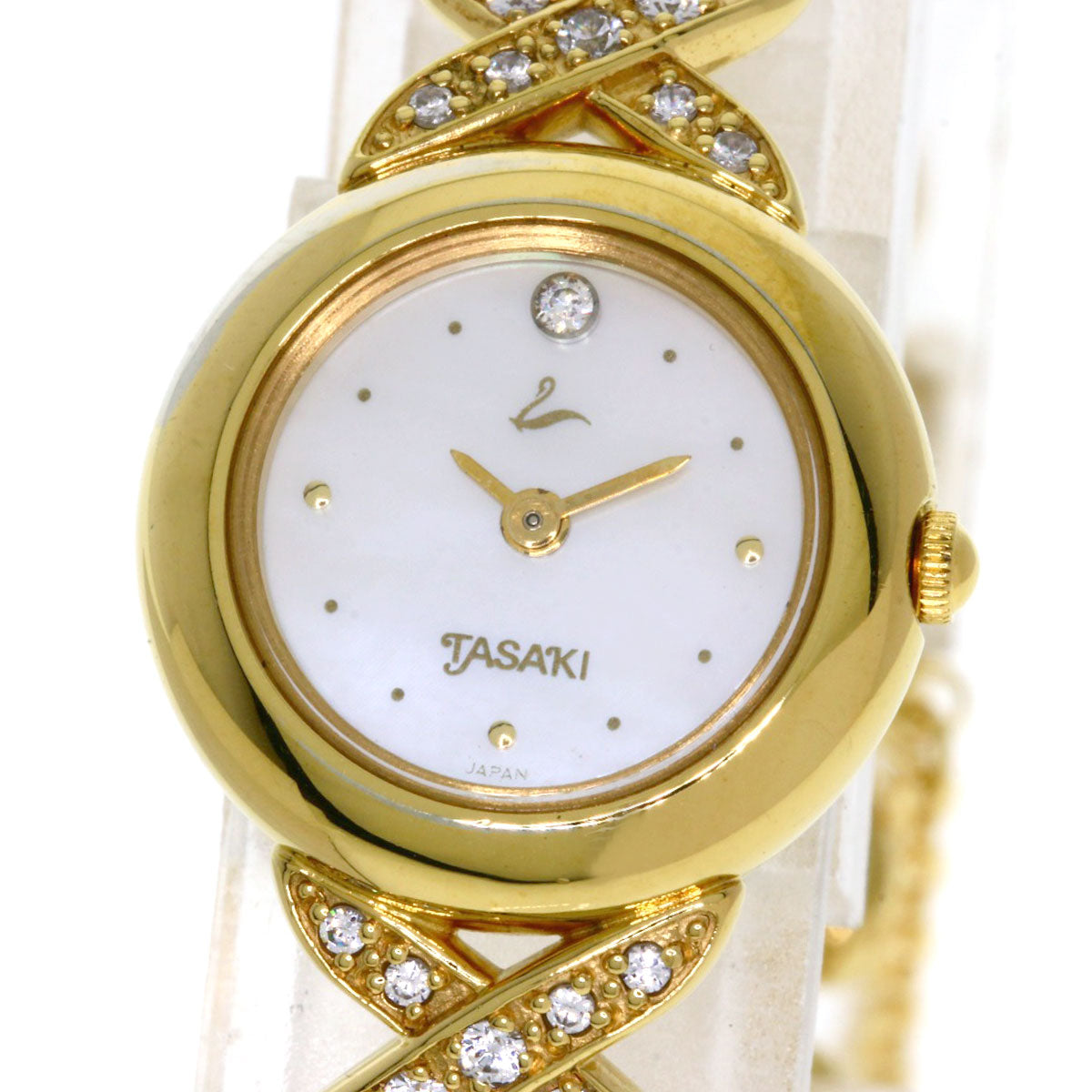 TASAKI Round Face Diamond Watches 1E20-2200 18K/Gold Plated Ladies
