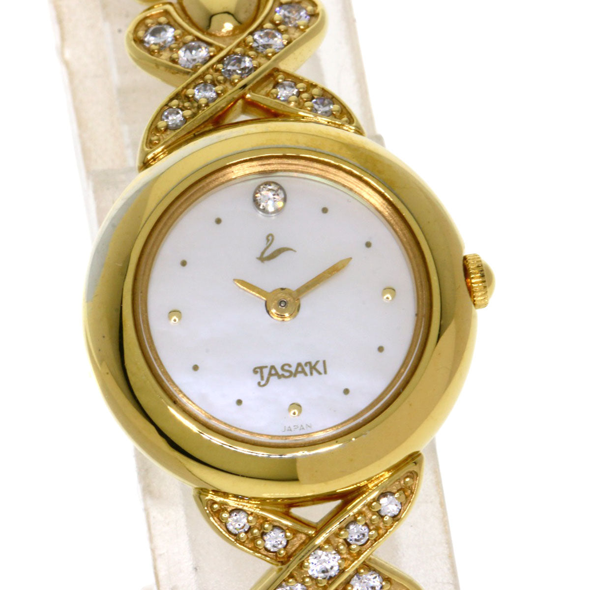 TASAKI Round Face Diamond Watches 1E20-2200 18K/Gold Plated Ladies