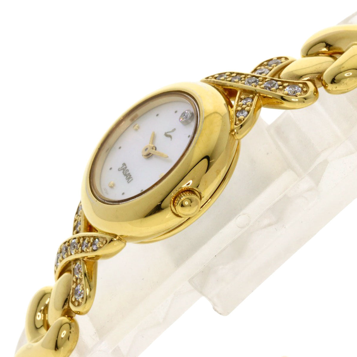 TASAKI Round Face Diamond Watches 1E20-2200 18K/Gold Plated Ladies