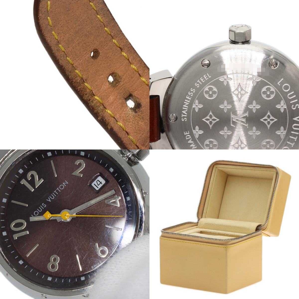 LOUIS VUITTON Tambour Watches Q1211 Stainless Steel/Leather Ladies