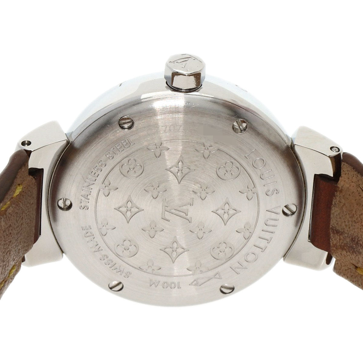 LOUIS VUITTON Tambour Watches Q1211 Stainless Steel/Leather Ladies