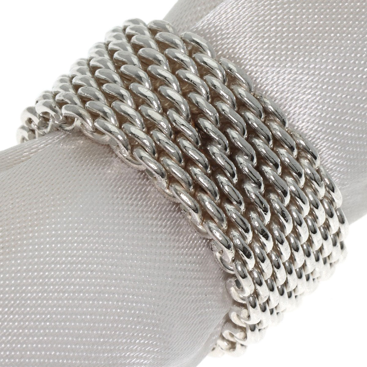 TIFFANY&Co. Somerset mesh Ring Silver Ladies [Used]