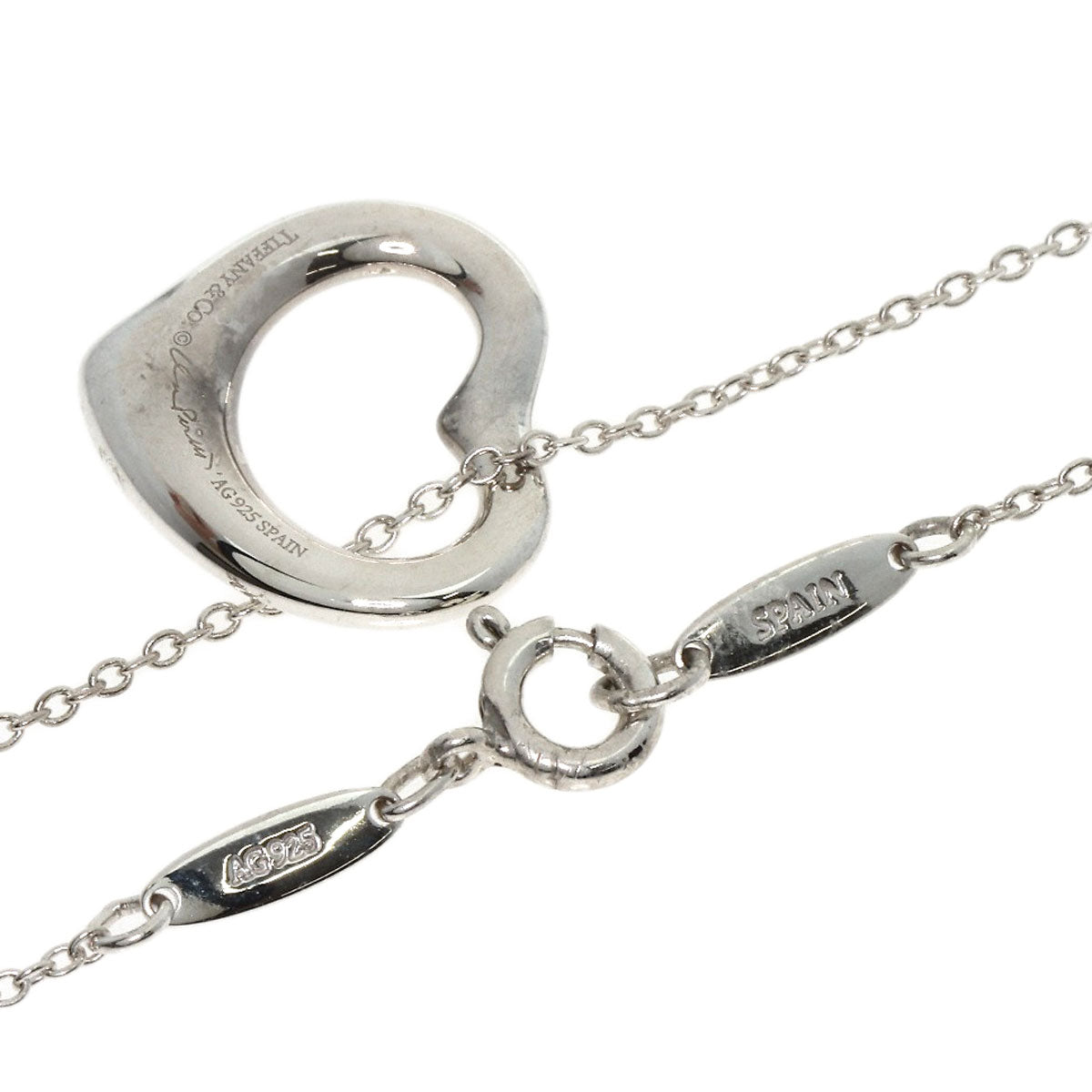 TIFFANY&Co. Open heart Necklace Silver Ladies [Used]