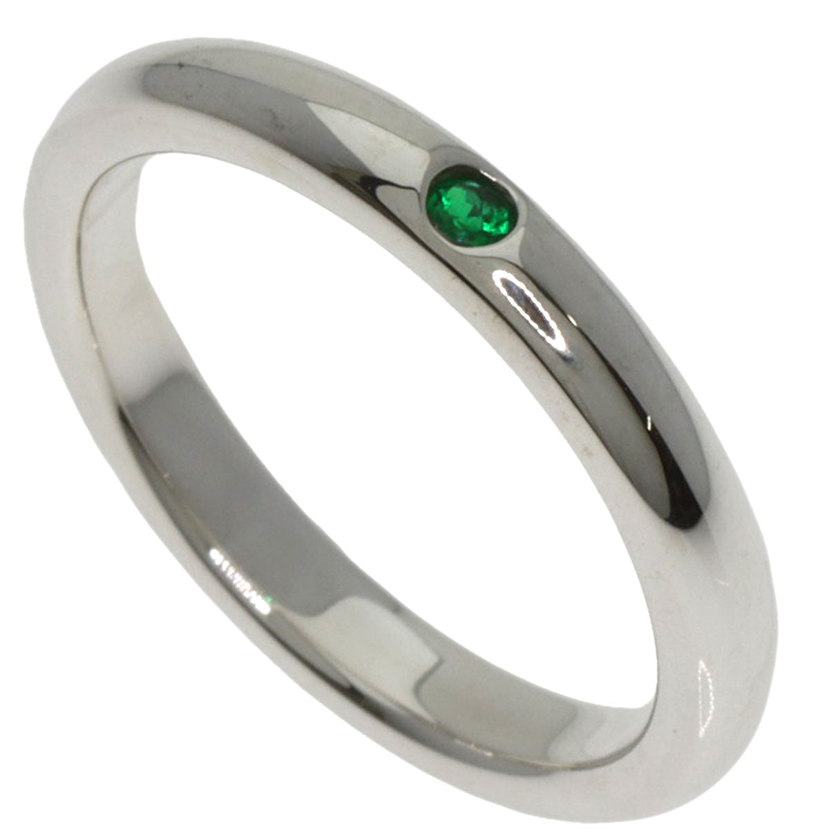 TIFFANY&Co. Stacking Band 1P Emerald Ring Silver Ladies [Used]
