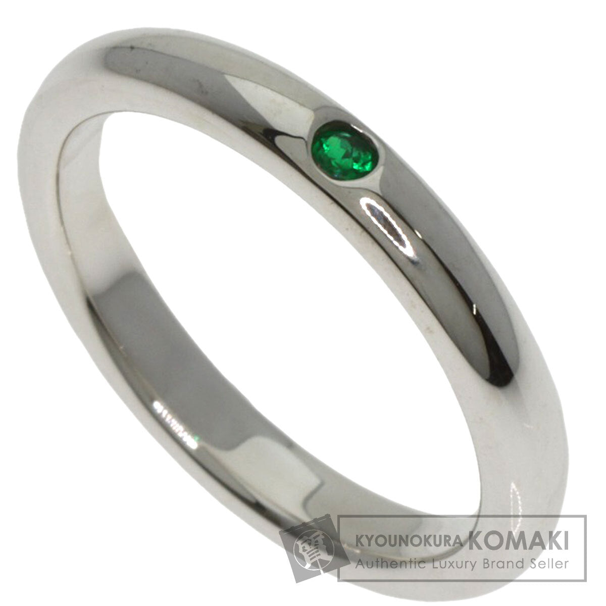 TIFFANY&Co. Stacking Band 1P Emerald Ring Silver Ladies [Used]