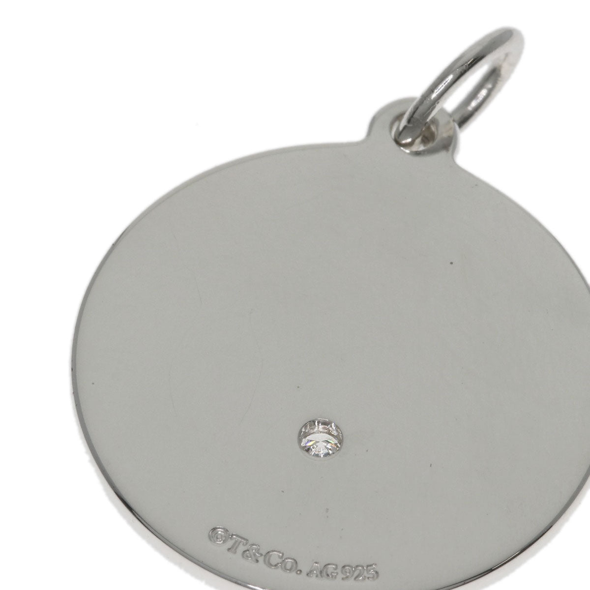 TIFFANY&Co. Diamond Round Plate Pendant top Silver Ladies [Used]