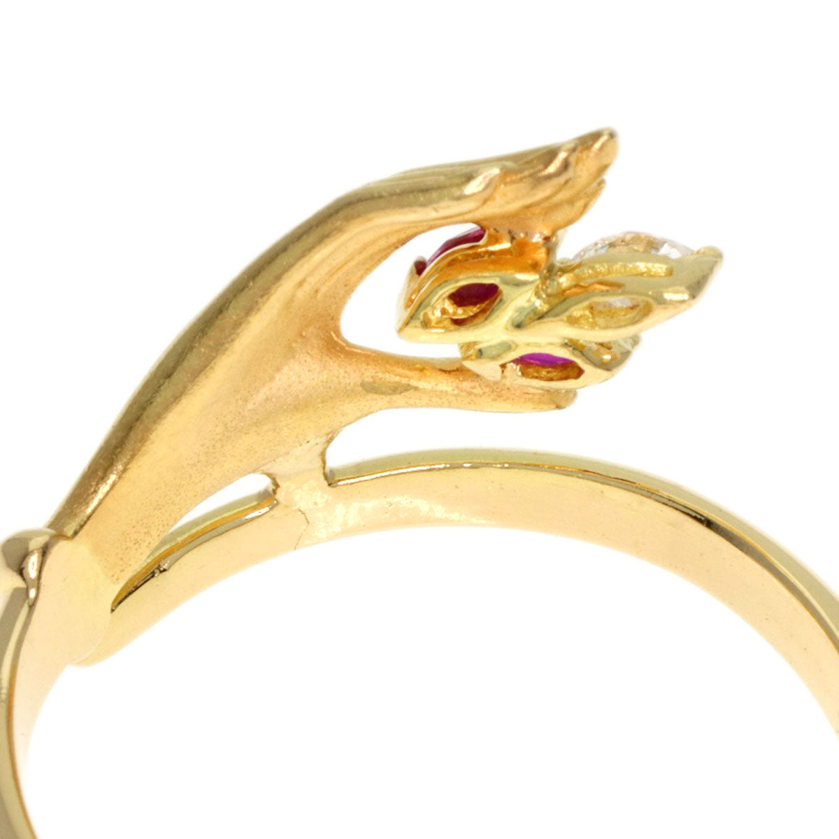 Carrera y Carrera Ruby Diamond Ring K18 Yellow Gold Ladies [Used]