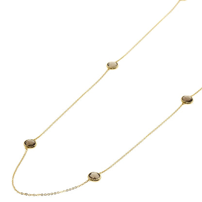Ponte Vecchio 10P Smoky Quartz Necklace K18 Yellow Gold Ladies [Used]