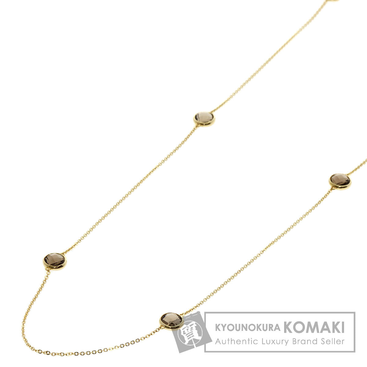 Ponte Vecchio 10P Smoky Quartz Necklace K18 Yellow Gold Ladies [Used]