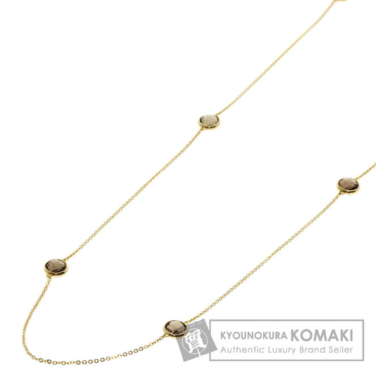 Ponte Vecchio 10P Smoky Quartz Necklace K18 Yellow Gold Ladies [Used]