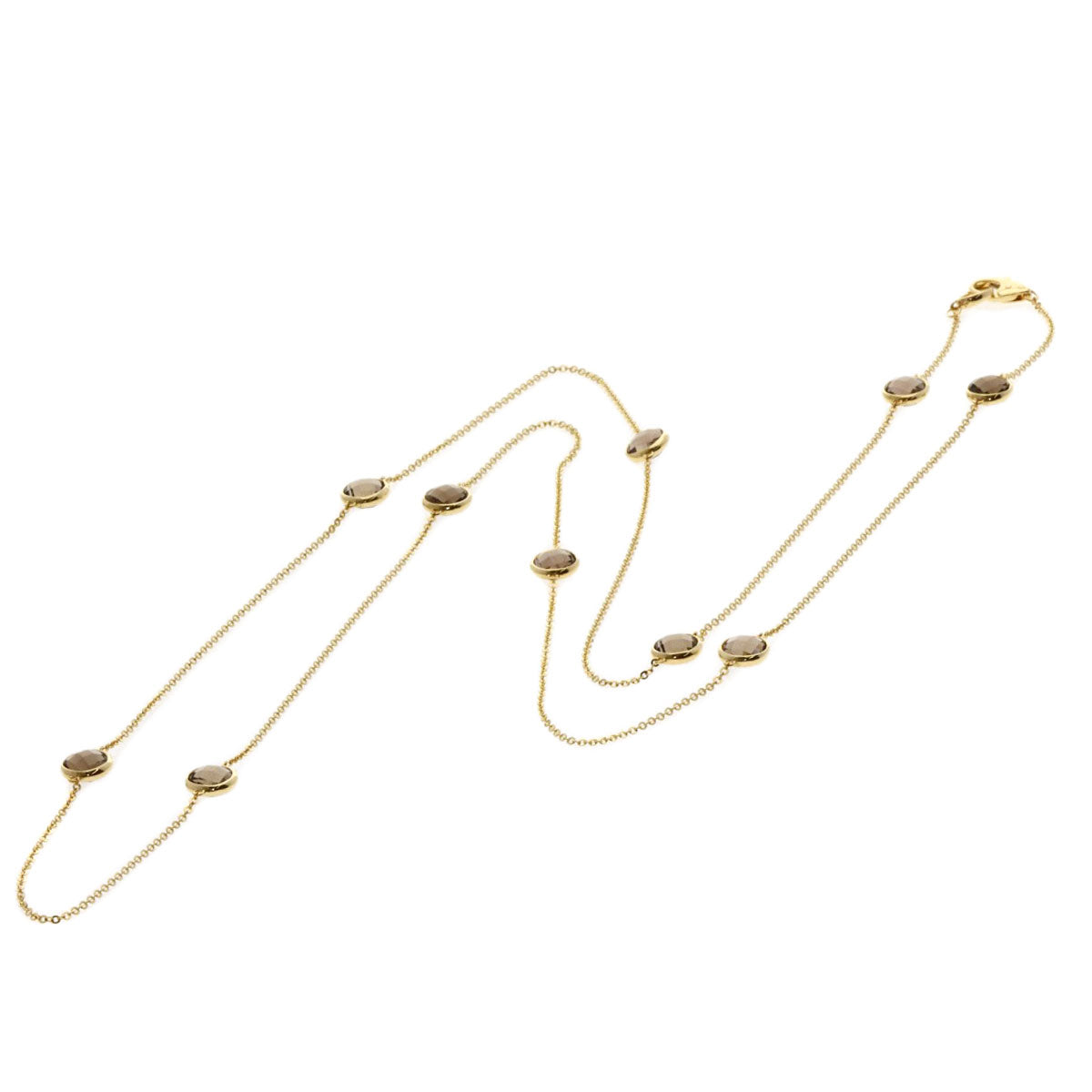 Ponte Vecchio 10P Smoky Quartz Necklace K18 Yellow Gold Ladies [Used]