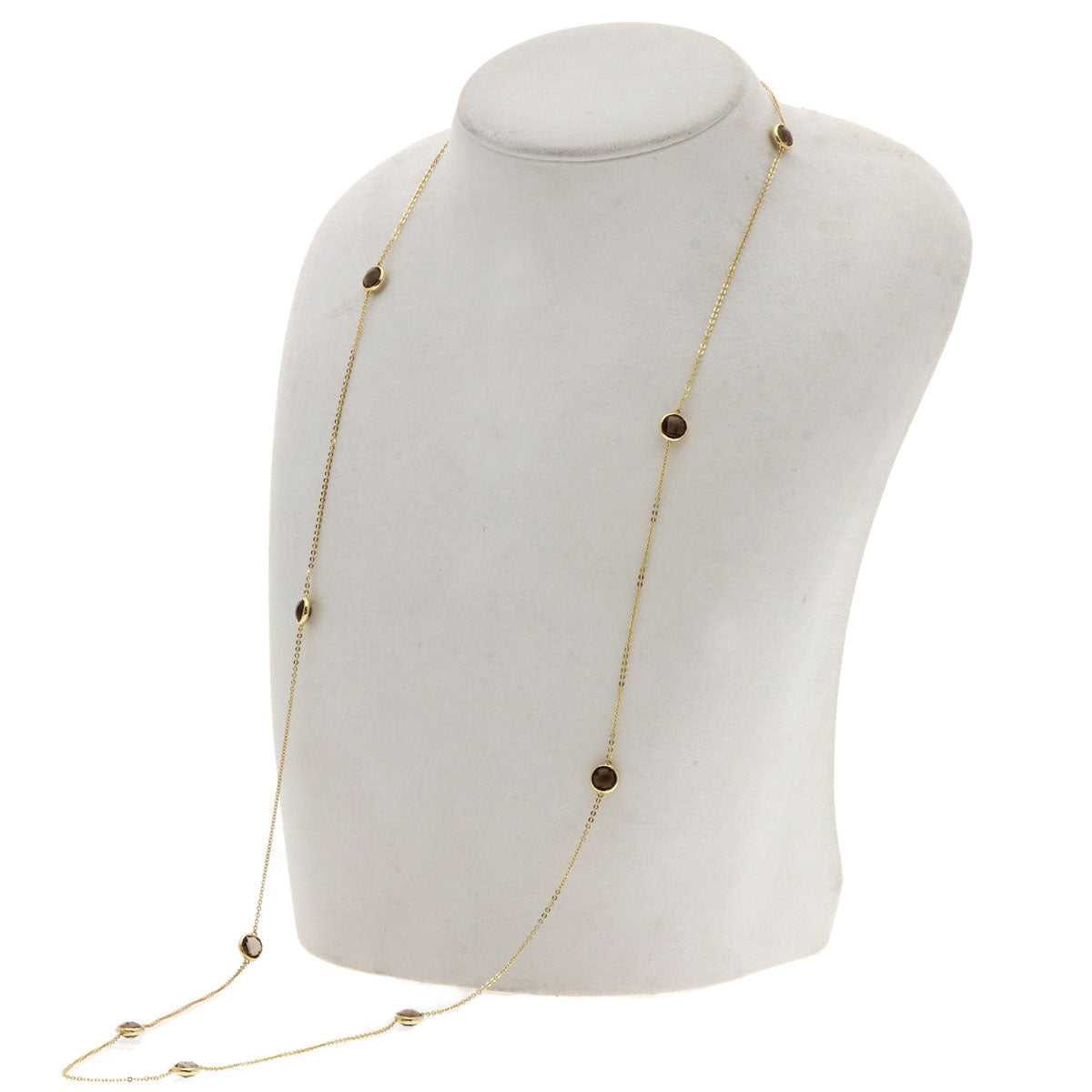 Ponte Vecchio 10P Smoky Quartz Necklace K18 Yellow Gold Ladies [Used]