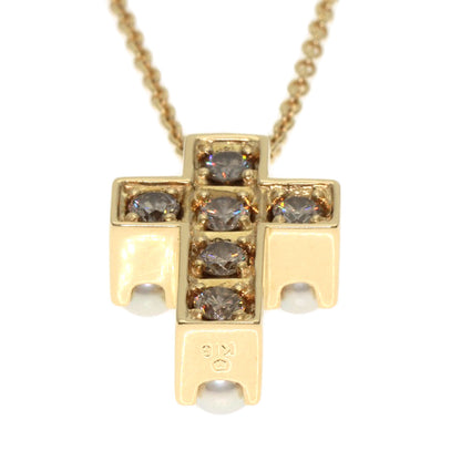 MIKIMOTO Pearl Pearl Diamond Reversible Necklace K18 Yellow Gold Ladies [Used]