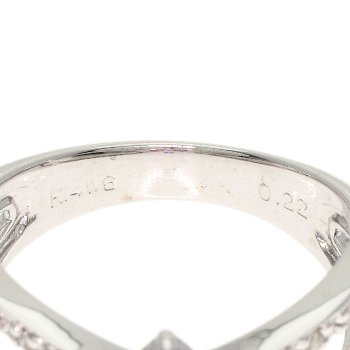 0.22ct Flower Diamond Ruby Ring K14 White Gold 3.2g　Ladies