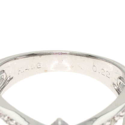 0.22ct Flower Diamond Ruby Ring K14 White Gold 3.2g　Ladies