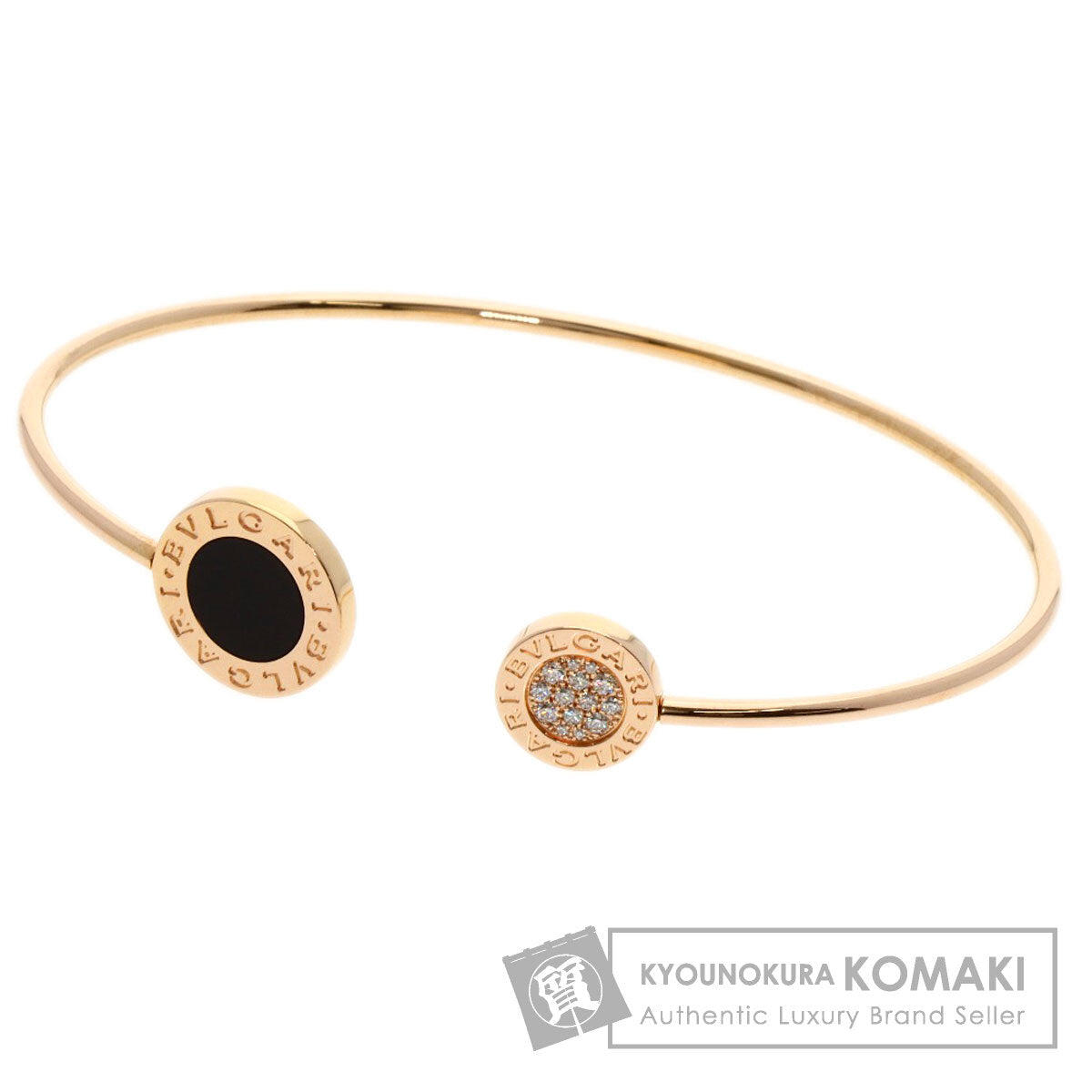 BVLGARI BVLGARI BVLGARI Onyx Diamond M Bracelet K18 Pink Gold Ladies [Used]