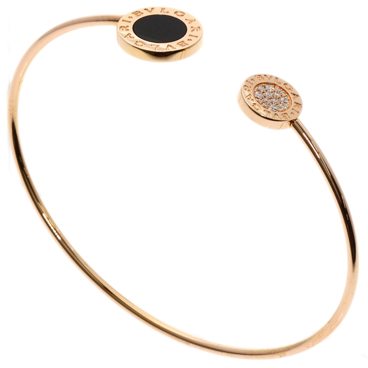 BVLGARI BVLGARI BVLGARI Onyx Diamond M Bracelet K18 Pink Gold Ladies [Used]