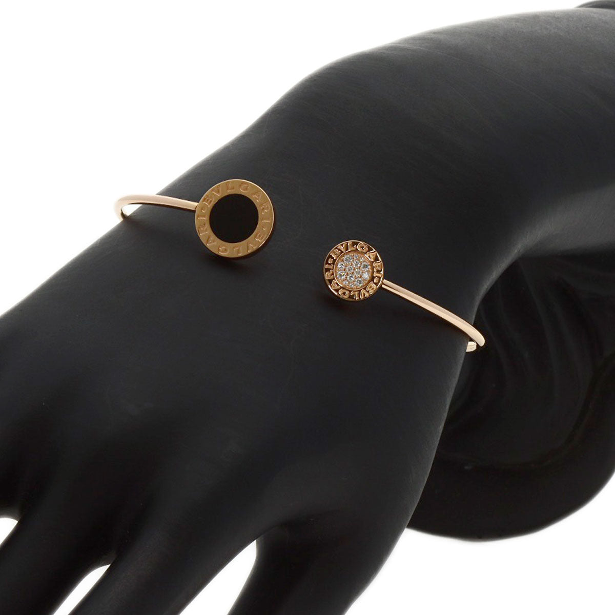 BVLGARI BVLGARI BVLGARI Onyx Diamond M Bracelet K18 Pink Gold Ladies [Used]
