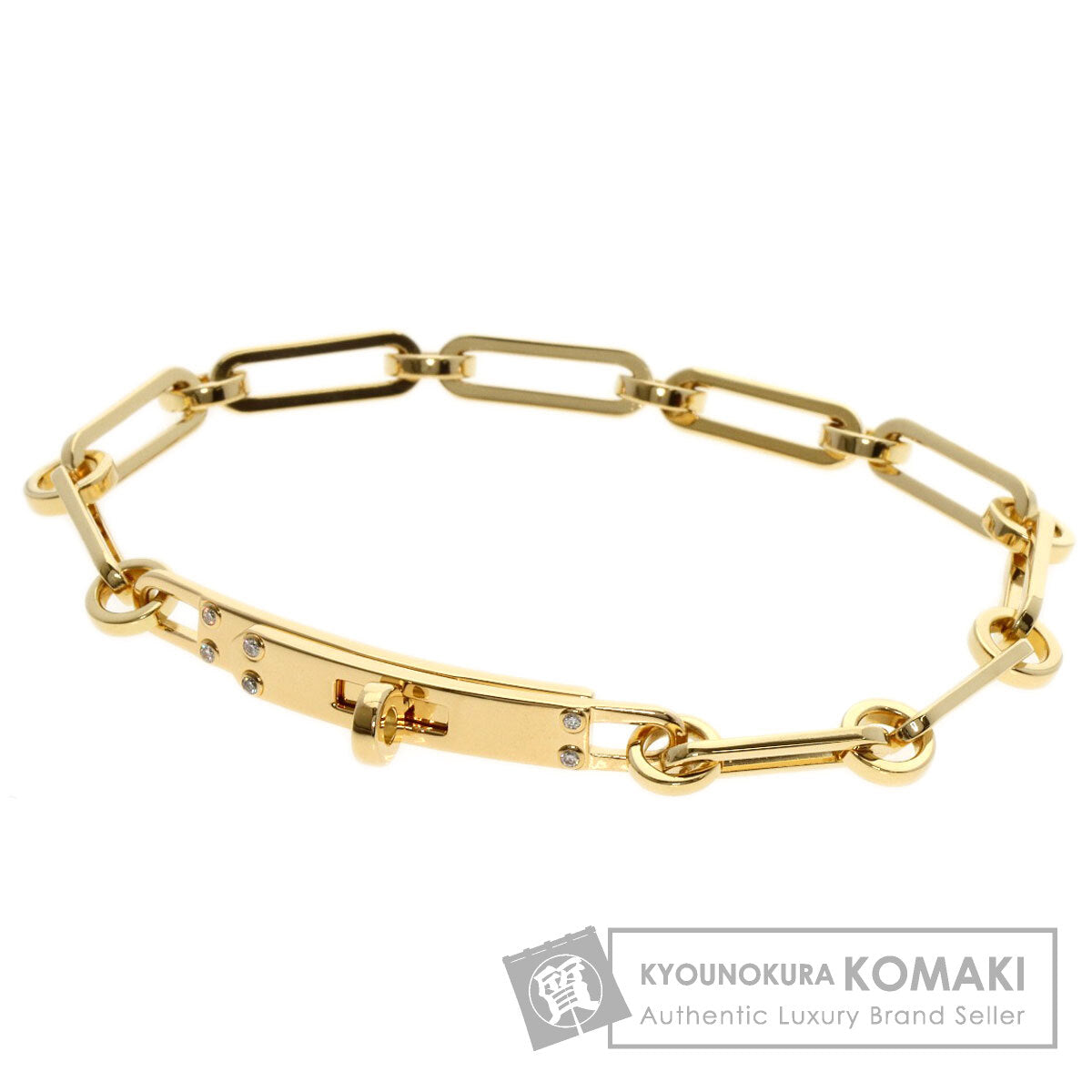 HERMES Kelly Chaine PM 6P Diamond Bracelet K18 Yellow Gold Ladies [Used]