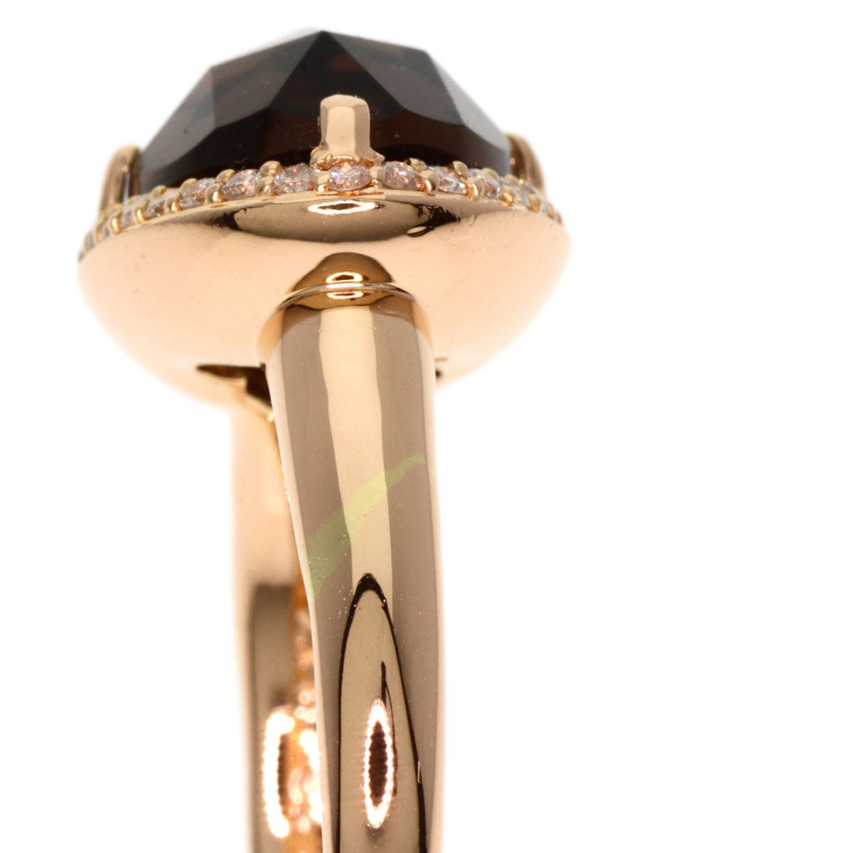Ponte Vecchio Smoky Quartz Diamond Ring K18 Pink Gold Ladies [Used]