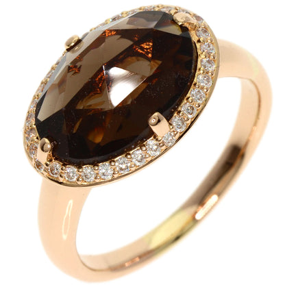 Ponte Vecchio Smoky Quartz Diamond Ring K18 Pink Gold Ladies [Used]